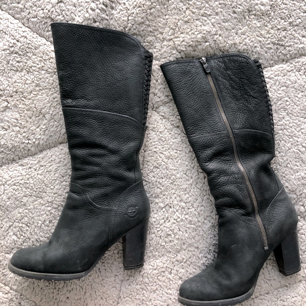 Timberland black heeled boots